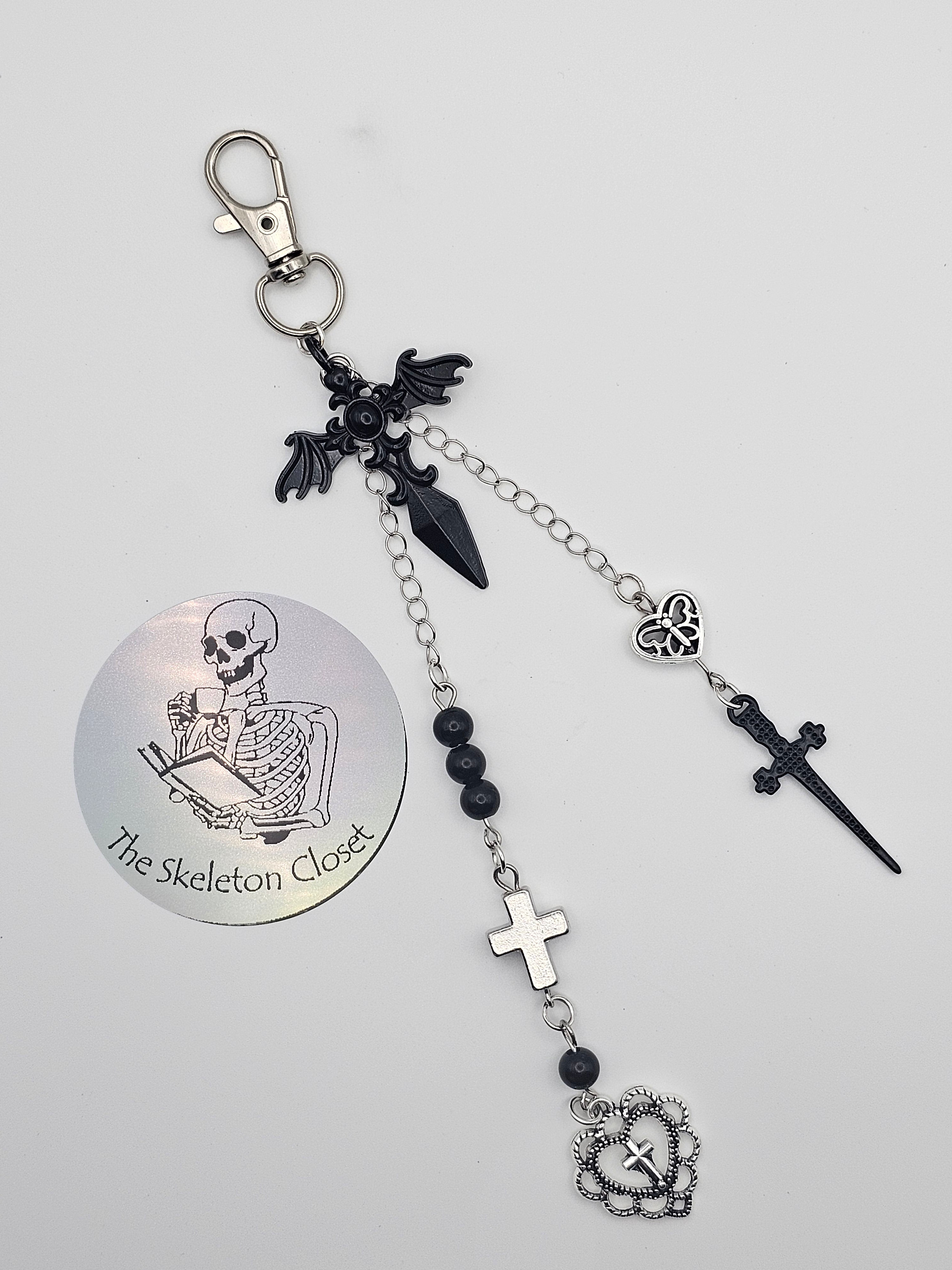 Handmade Gothic Bag Charm - Cross your heart