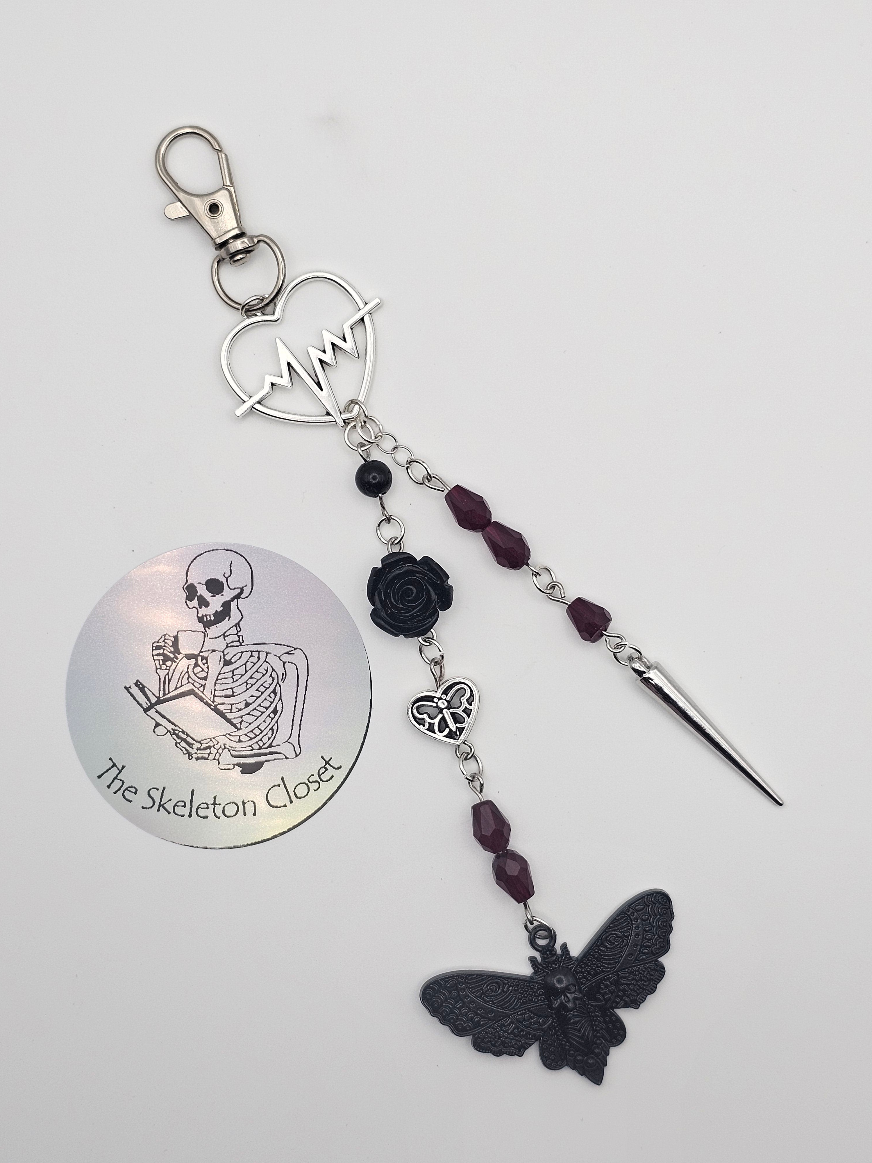 Handmade Gothic Bag Charm - Racing Heart