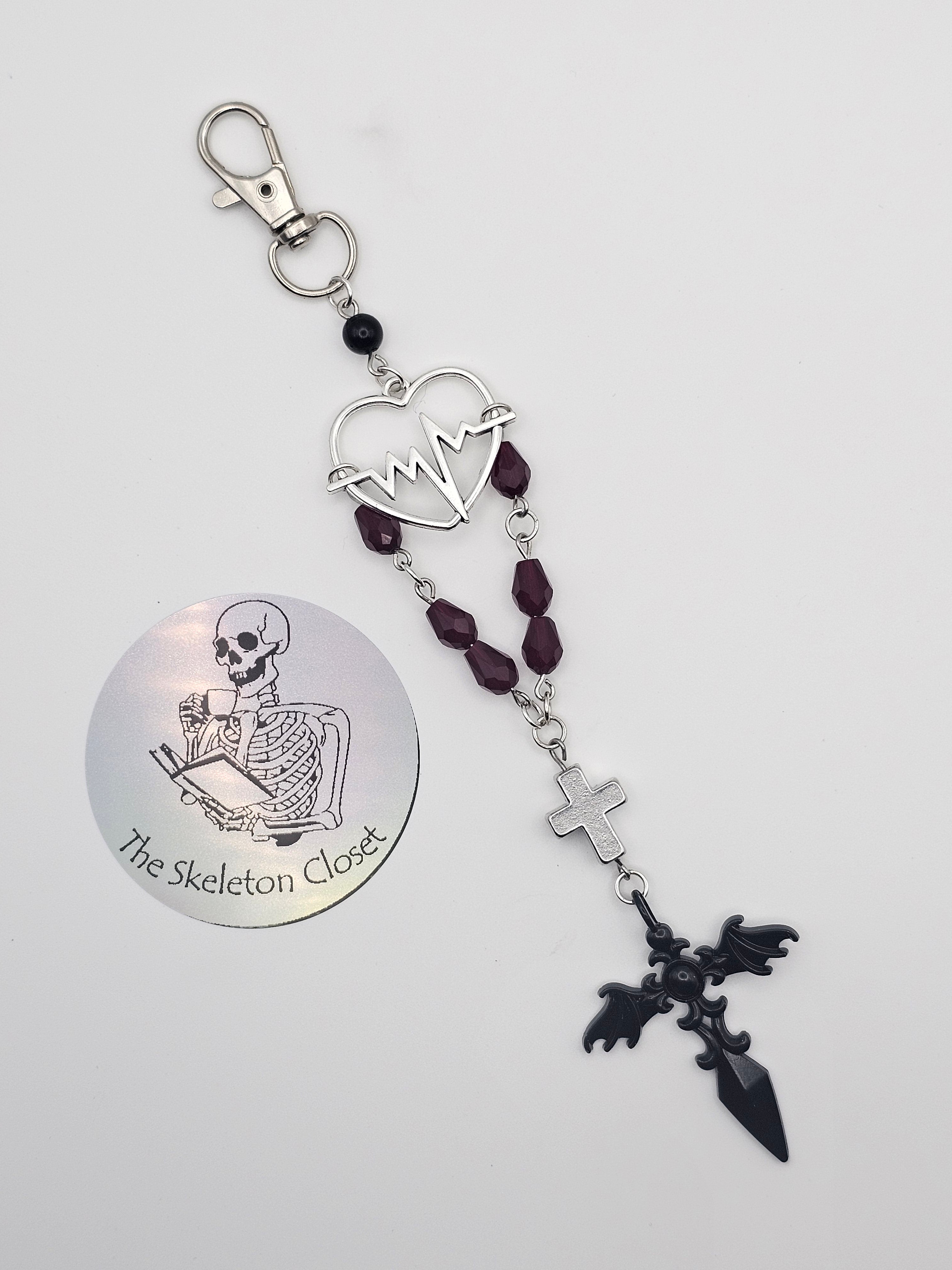 Handmade Gothic Bag Charm - Faithful Heart