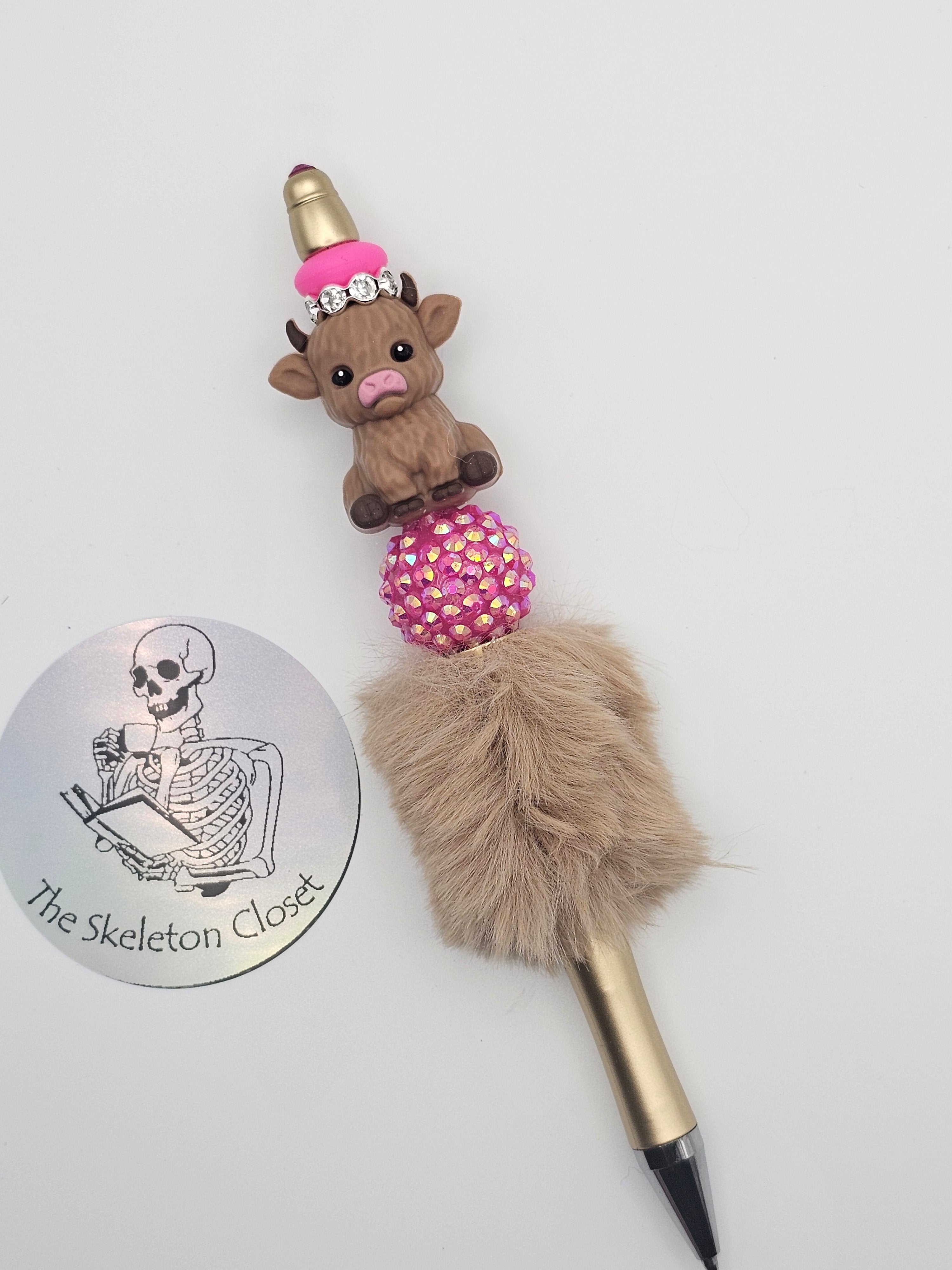 Handmade Character Beaded Pen - Highland Cow