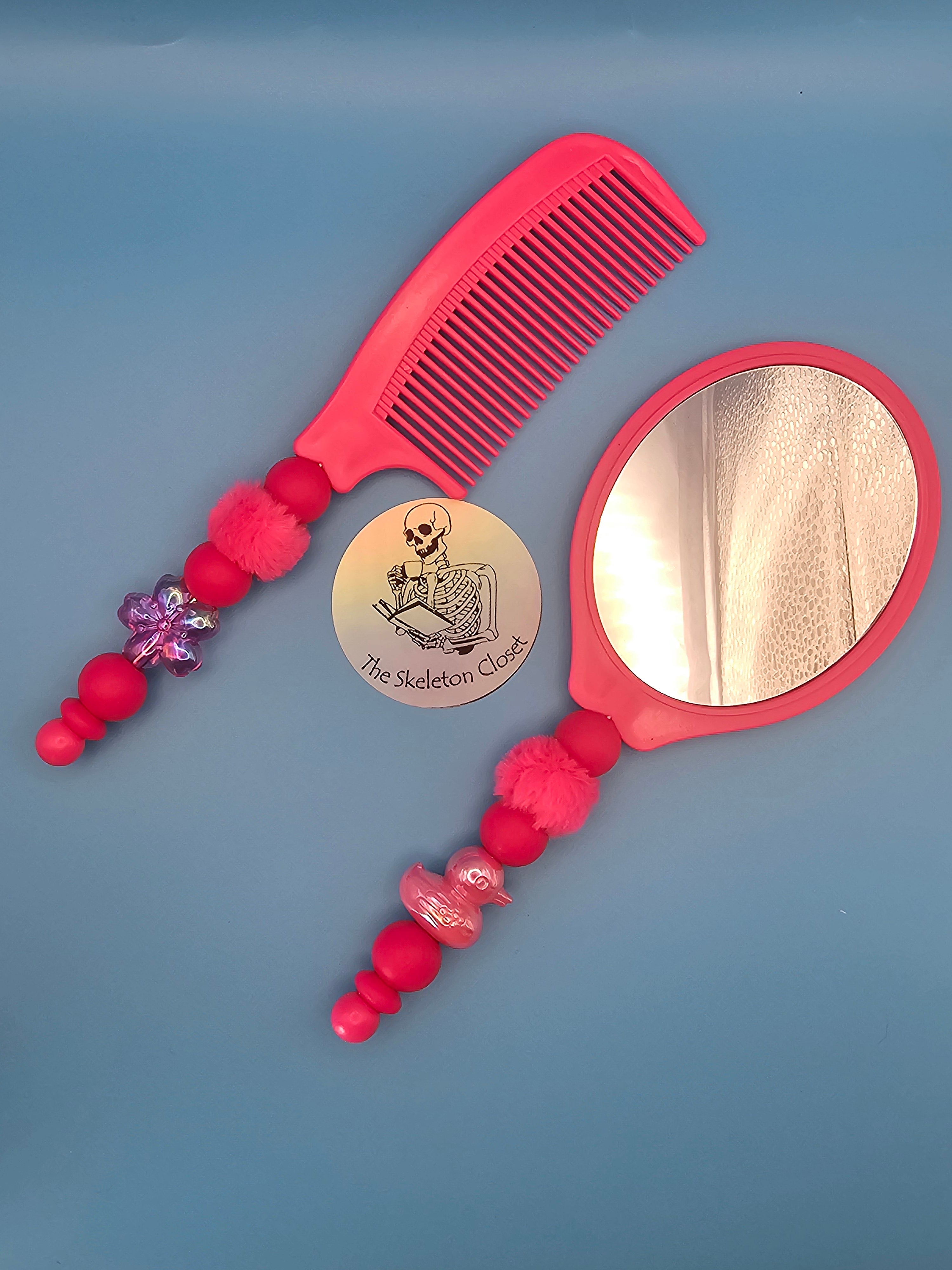 Beaded Mirror and Comb set