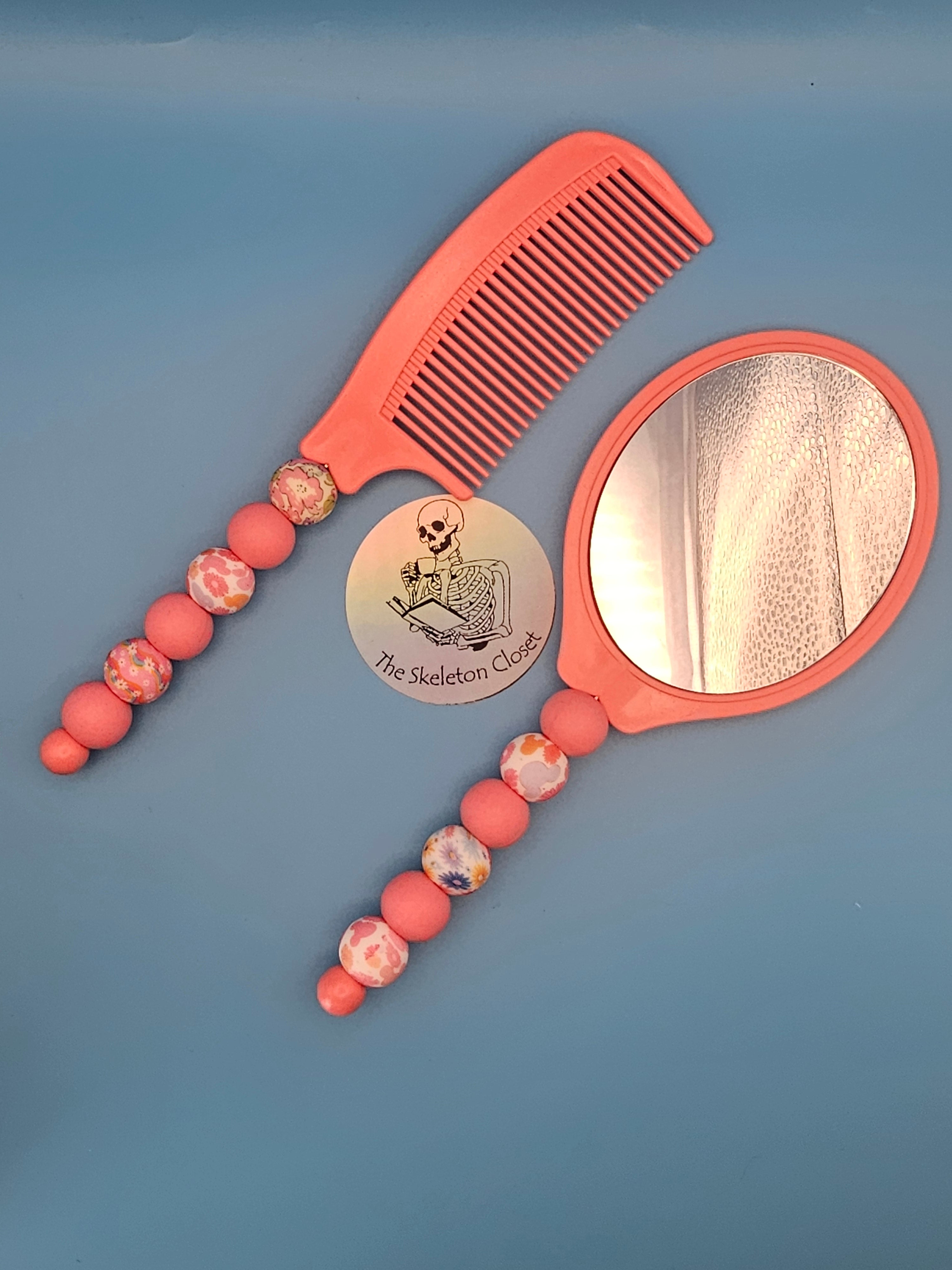 Beaded Mirror and Comb set